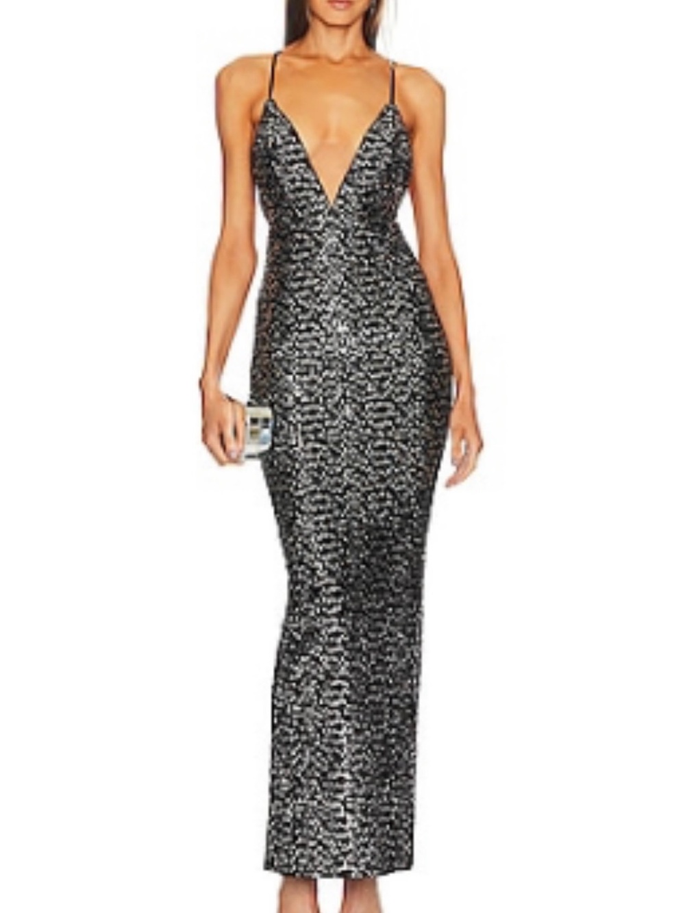 REVOLVE Silver Sequin Maxi Dress